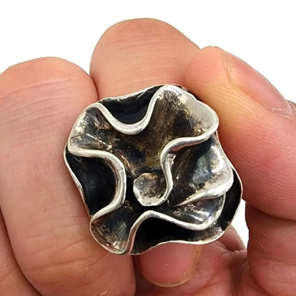 Stunning Retired Vintage Silpada Sterling Silver Blooming Flower Ring Size 6 - Picture 1 of 5